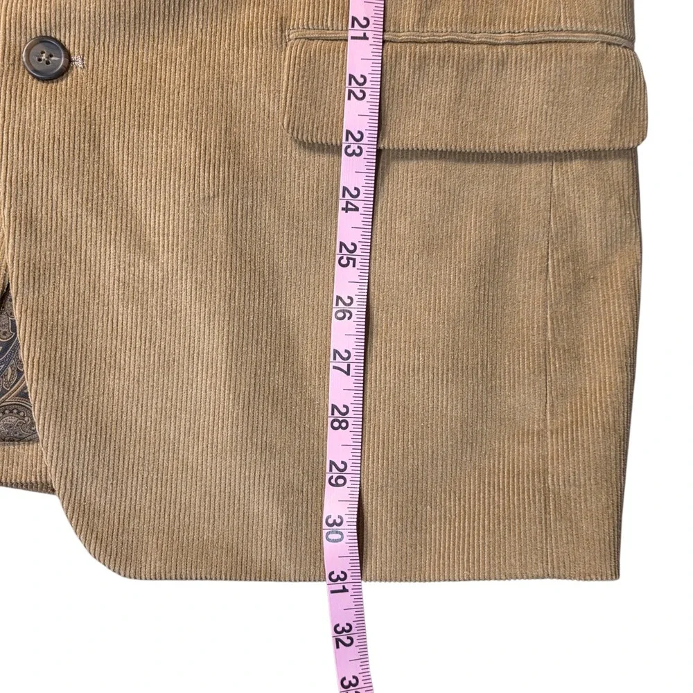 Chaps Mens Tan Corduroy Blazer Sport Coat 42R Paisley Lining 100%‎ Cotton 42 R